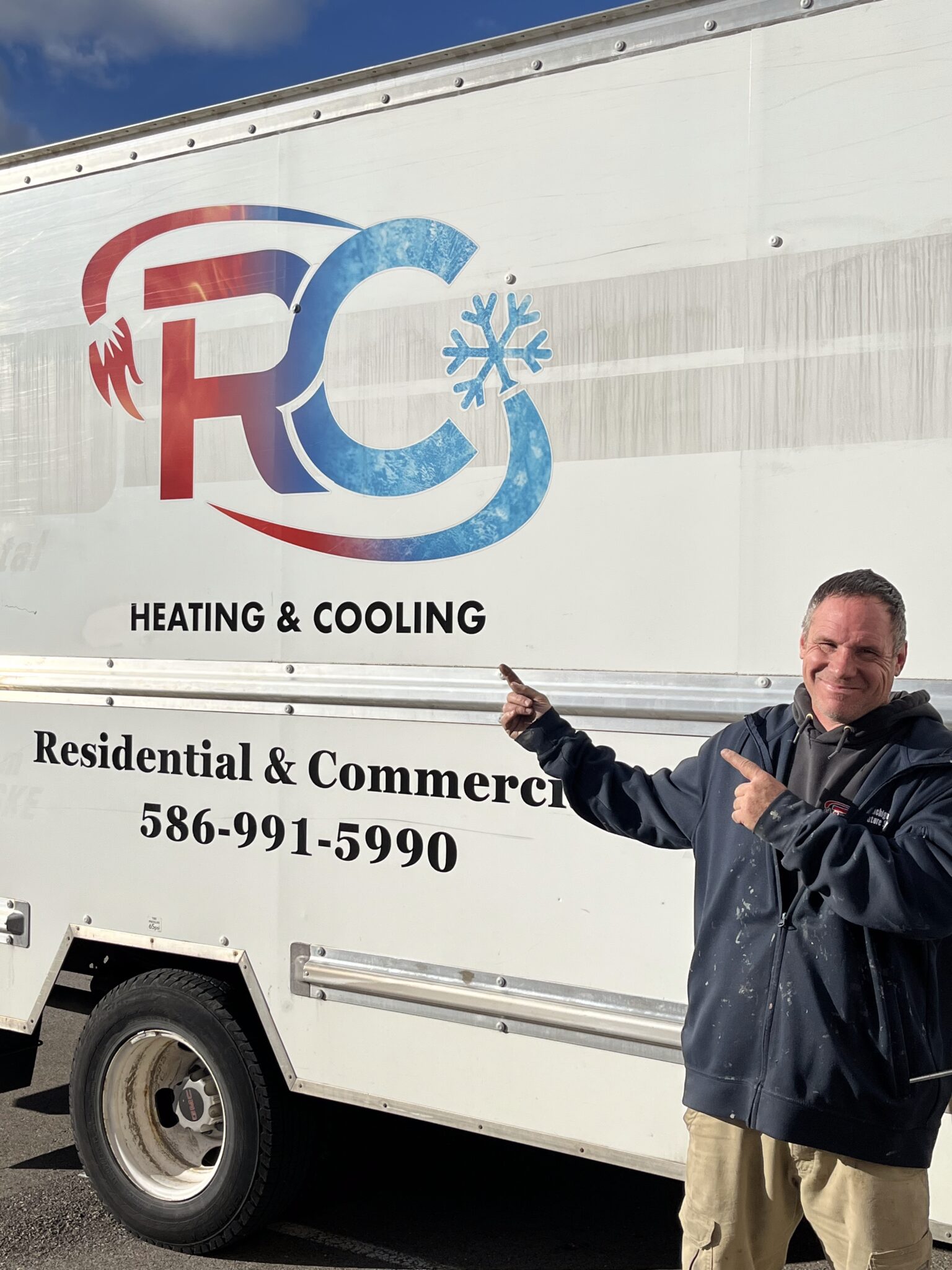 RC Heating & Cooling technician and service truck